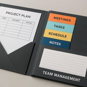 Multi Section Project Folder with Dividers and Pockets for Team Management