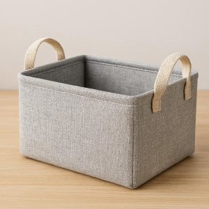 Fabric Desktop Storage Bin with Handles for Home Office and Dorm Rooms