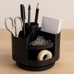 Rotating Desktop Organizer with 6 Compartments for Easy Access Storage