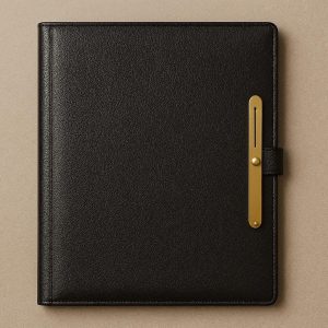 Elegant Leather Look Portfolio Folder with Brass Fastener for Business Presentations