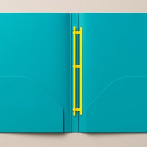 Vibrant Plastic Pocket Folder with Prongs and 3 Hole Punch for School Binders