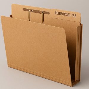 Kraft Paper File Folder with Reinforced Tab and Fasteners for Archiving