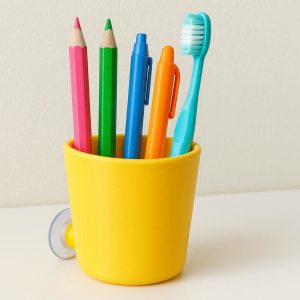 Cute Cartoon Pen Holder with Suction Cup for Kids Desk and Bathroom