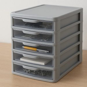 Stackable Plastic Desktop Organizer with 5 Drawers for Office Supplies Storage